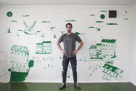 Dominik Vuković ispred svog rada - "Pogled u bolje sutra"