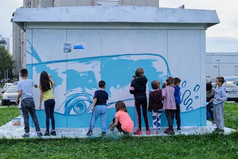 Mural Ivana Stanišića u nastajanju