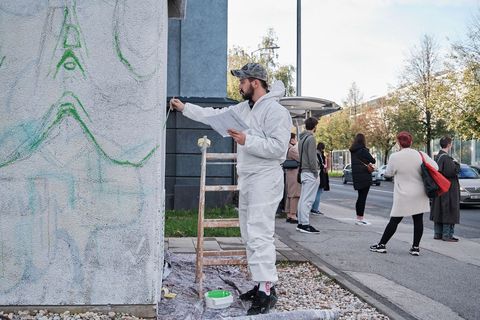 Mural Roberta Fenricha u nastajanju